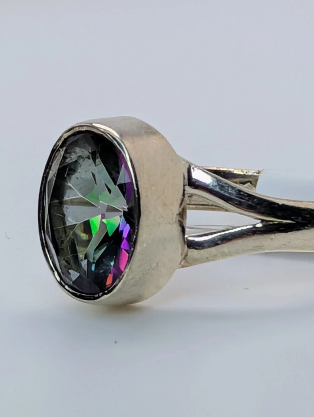 Mystic Topaz S925 Sterling Silver Gemstone Ring Size 7 1/4